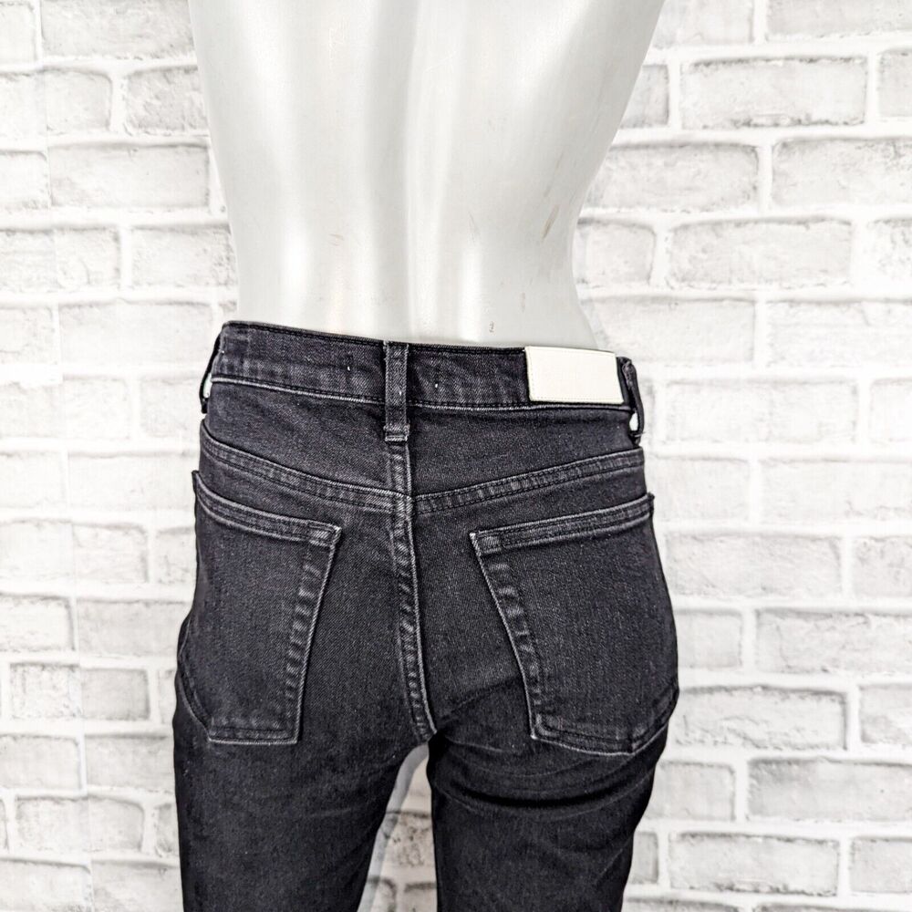 RE/DONE Women's High Waist Stretch Crop Denim Jeans in Black Med Vain sz 29 - Picture 10 of 11